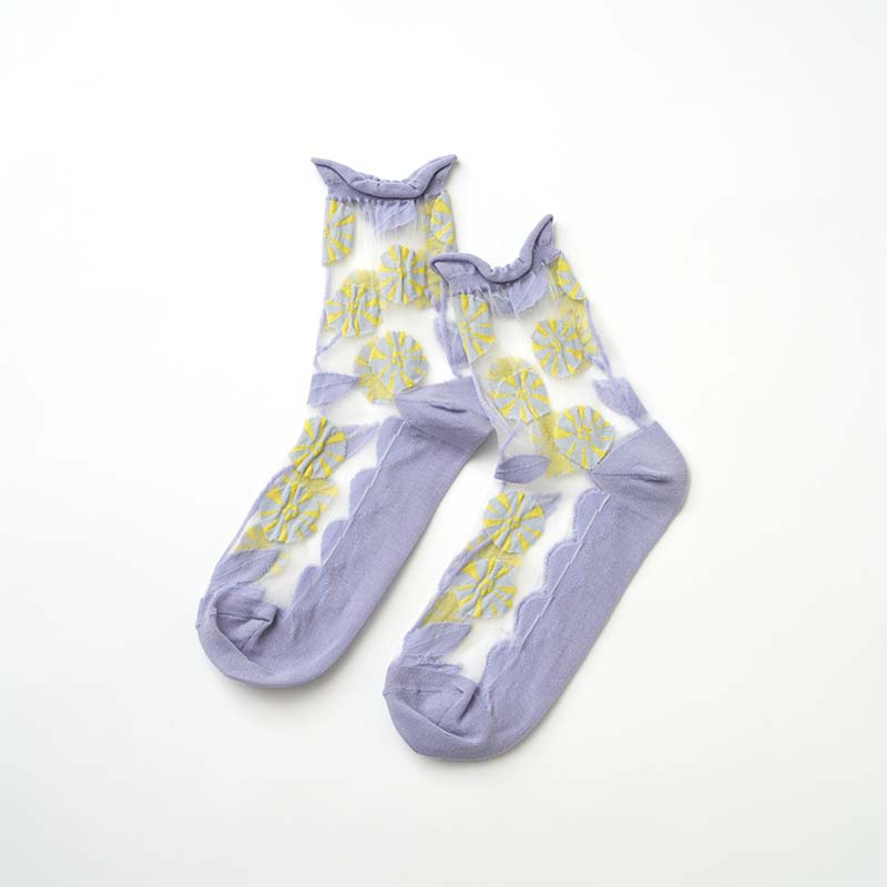 from F apila 四つ葉 シースルーソックス/ライラック